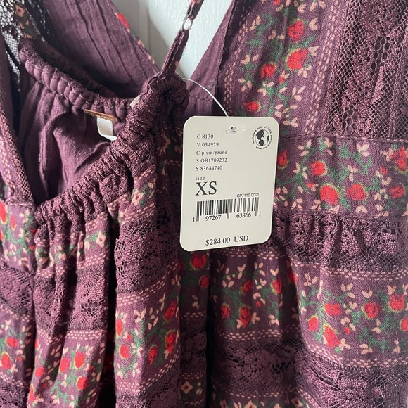 Free People Lace Plum Maxi Dress XS NWT | $284 Boho Cottagecore Vibes - Picture 6 of 6